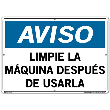 Vestil Aluminum Sign, 14-1/2" Height, 20-1/2" Width, Aluminum, Rectangle, Spanish SI-N-70-E-AL-040-S